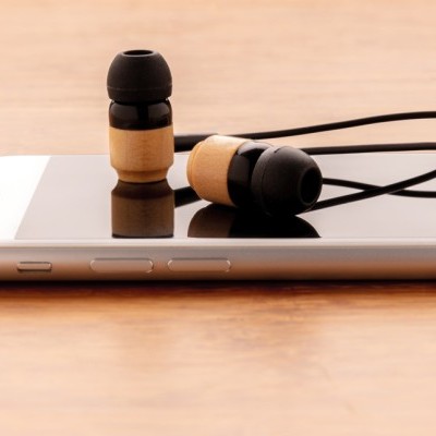 Auriculares publicitarios inalámbricos bambú
